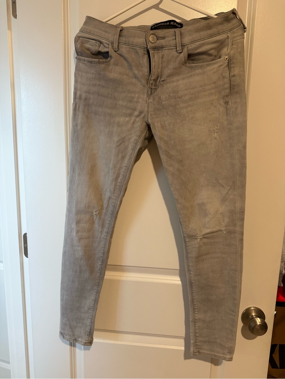Express Ankle Legging Jeans Distressed Mid Rise Gray Wash 6R